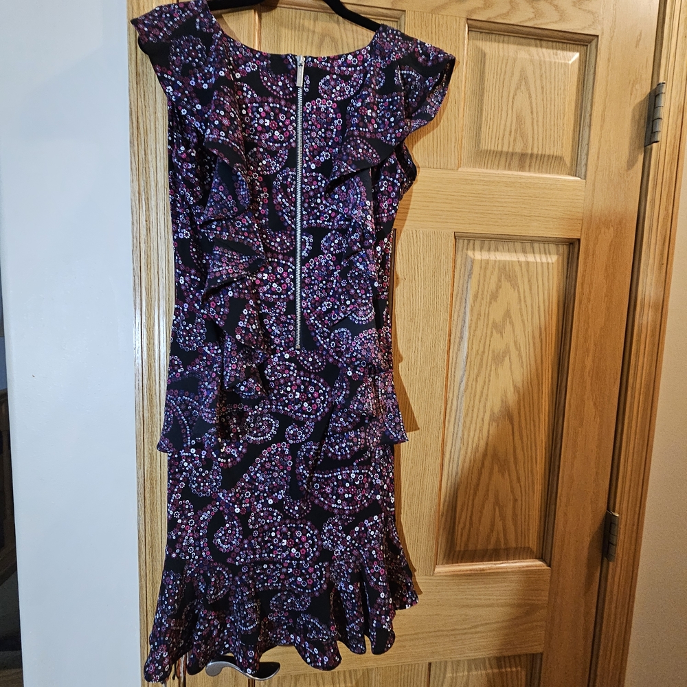 Michael Kors Purple Paisley Ruffle Mini Dress